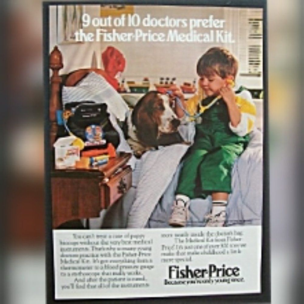 Vintage 1987 Fisher-Price Medical Kit Toy Set